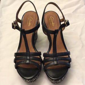 Clark’s Artisan black wedge sandal